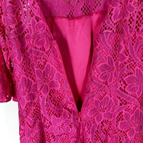 NWT $278 Lilly Pulitzer Allyson Dress Hot Pink Lace Floral Overlay Size 4 - Picture 15 of 17